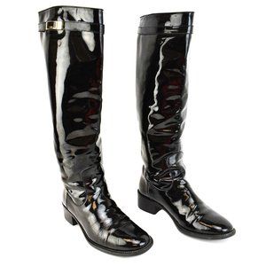 FENDI: Black, Patent Leather & Logo Tall Boots